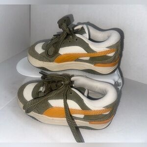 Puma Kids' Olive and Orange Sneakers